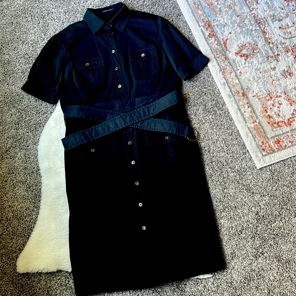 Strenesse black shirt dress size Large with belt